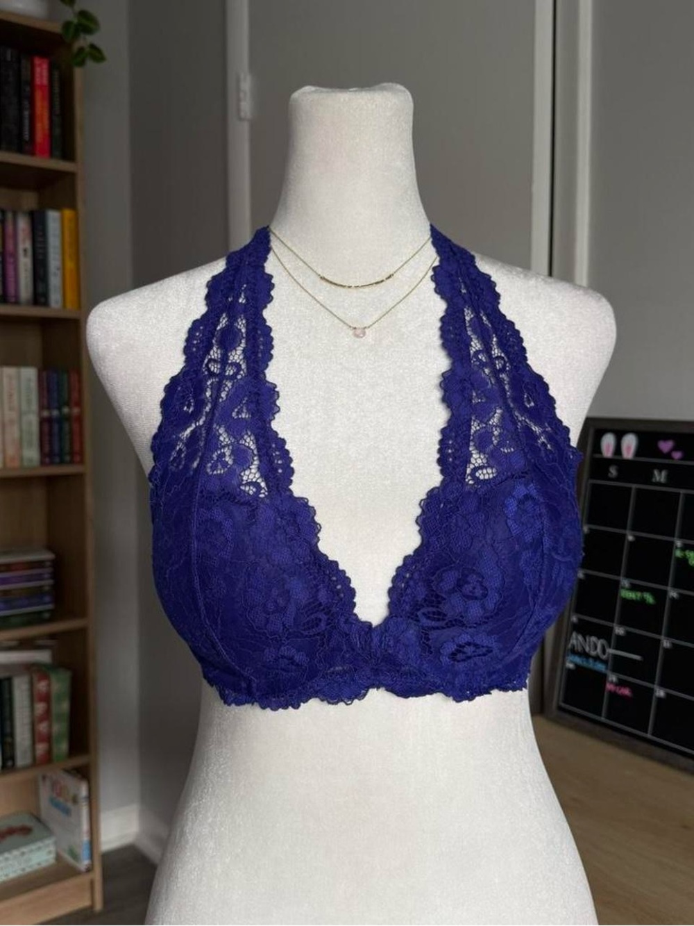 La SENZA Royal Blue Lace Halter Bralette